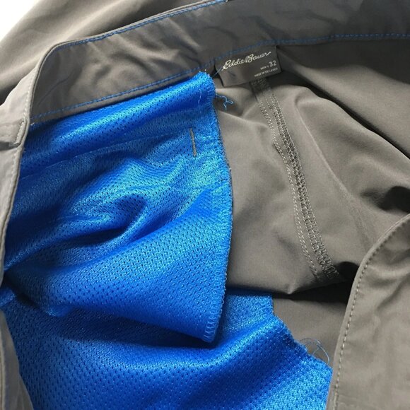 Eddie Bauer Flexion Chino Shorts Mens 32 (actual 33x9.5) Gray Mid Rise Zip Fly - Picture 15 of 16